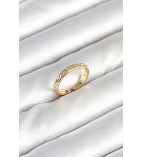 Pirinç Gold Renk Zirkon Taşlı Kadın Yüzük TJ-BYK3903