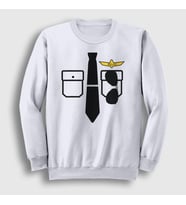 Presmono Unisex Beyaz Kaptan Pilot Airplane Uçak Sweatshirt 405180tt