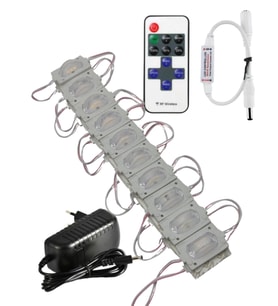 20 Adet 12 Volt 1.2 Watt Dar Açılı Tek Lensli 6500K Beyaz Led Modül 12A Tek Renk RF Dimmer 2A Priz T