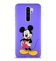 Xiaomi Redmi Note 8 Pro Soft Premier Kapak Mickey Mouse-E Tasarımlı Silikon Kılıf - Mor (Şeffaf)