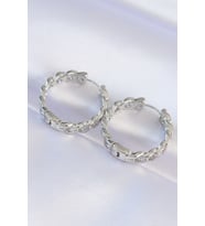 Pirinç Gümüş Renk Zincir Model Halka Küpe TJ-BKP8971