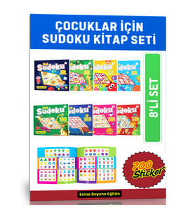 Çocuklar İçin Sudoku Kitap Seti (3-8 YAŞ İçin- 8 Kitap - 700 Adet Sticker)