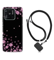Xiaomi Redmi Note 7 8 9 Pro 10 2022 10 Pro 10S Kılıf Boyun Askılı Silikon Black flowers 1391