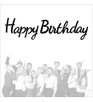 Happy Birthday Simli Folyo Karton Banner, 2 mt - Siyah