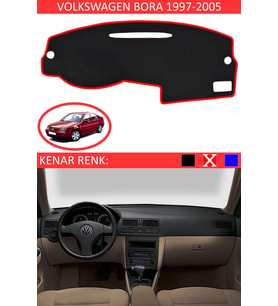 Volkswagen Bora 1997-2005 Için Uygun Torpido Koruma Halısı Siyah Kenar Renk Kırmızı