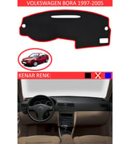 Volkswagen Bora 1997-2005 Için Uygun Torpido Koruma Halısı Siyah Kenar Renk Kırmızı