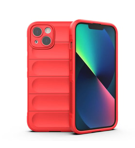 Apple iPhone 13 Uyumlu Kılıf Esnek TPU Oyuklu Arka Yüzey Tasarımlı Zore Etnik Silikon Kapak (Kırmızı)