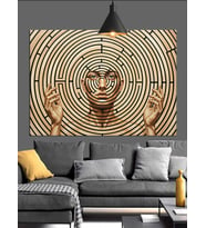 Spiral Yüz Meditasyon Figürü Dekoratif Kanvas - Mdf Ahşap Tablo