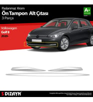 Drs Tuning Golf Uyumlu 8 Hatchback Krom Ön Tampon Alt Çıtası 3 Parça. 2020 Üzeri Parça