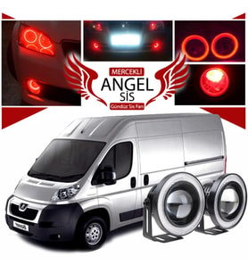 Peugeot Boxer Uyumlu, Universal Mercekli Led Angel Sis Farı, 76mm Kırmızı Renk