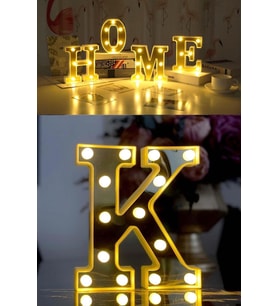 3D Led Işıklı Büyük K Harfi, Doğum Günü ve Organizasyon Dekoru (Krem)