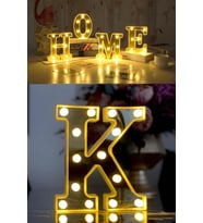 3D Led Işıklı Büyük K Harfi, Doğum Günü ve Organizasyon Dekoru (Krem)