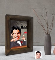 BK Gift Kişiye Özel Baba Godfather Üstad Karikatürlü Dekoratif Doğal Masif Ahşap Çerçeve 15x20cm-2 (Beyaz)