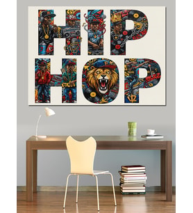 Hip Hop Temalı Tipografik Tasarım Dekoratif Kanvas - Mdf Ahşap Tablo