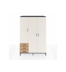 Kronos Dolap 6 Raflı 3 Çekmeceli Tek Askılı 132x59x195 Antrasit-Aytaşı/Çam