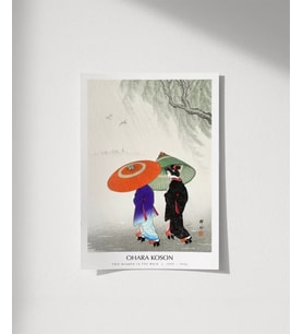 Çerçevesiz Poster Ohara Koson Yağmurda İki Kadın
