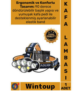 #Lamba Avcı Güçlü USB Şarj Edilebilir Profesyonel 8 Modlu 6000 Lümen 8 LED Su Geçirmez Kafa Lambası