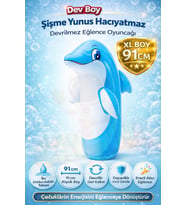 Hacıyatmaz Oyuncak 91 cm XL Boy Sulu Şişme Boks Torbası Sevimli Karakterli Figür Sulu Hacı Yatmaz (Mavi)