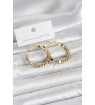 Pirinç Gold Renk Kare Halka Model Kadın Küpe 5886