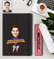 Kişiye Özel İsim Baskılı Karikatür Defter ve Kalem