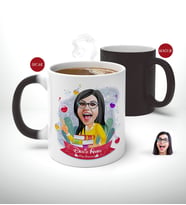 Kişiye Özel Kadın Kimya Öğretmeni Karikatürlü Sihirli Kupa Bardak-1 (Beyaz)