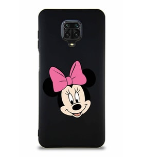 Xiaomi Redmi Note 9 Pro Soft Premier Kapak Minnie Mouse-C Tasarımlı Silikon Kılıf - Siyah (Şeffaf)