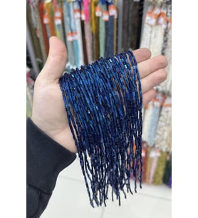 Hematit Taşı Dikdörtgen Kesim Parlak Mavi 2x4mm Doğal Taş Dizi