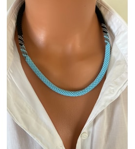 Chibeads Mavi Siyah Kadın Kolye ve Bileklik Set