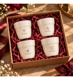 Atelier4you Espresso Mood Collection – 4'lü Desenli Porselen Espresso Fincan Seti, Özel Tasarım Kahve Hediyesi