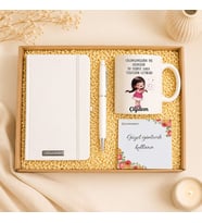 Kişiye Özel Cizgli Defter Kupa Bardak Kalem Hediye Kutusu