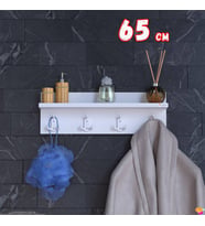 Modilayn Kedi Serisi 4’lü Banyo Askısı Seti 61,4x18 cm 12 Kancalı Raflı Düzenleyici Yer Tasarrufu