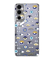 PrintiFy Tecno Pova Neo 2 ile Uyumlu Nazar Boncuğu 2 Baskılı Kamera Korumalı Şeffaf Silikon Kılıf