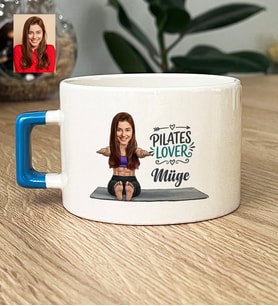 Kişiye Özel Karikatürlü Pilates Lover Lüks Fincan Doğum Günü Hediyesi
