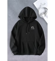 Unisex Kadın Erkek Ciel Lune Markalı Oversize Sweatshirt 2 İplik (Siyah)