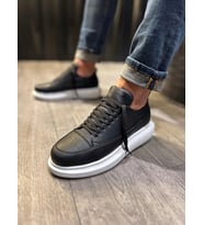 Ekard Bağcıklı Cilt Erkek Günlük Sneaker Ayakkabı CBT Siyah