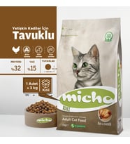 Micho Tavuklu Yetişkin Kedi Maması Orijinal Kapalı Ambalaj 2 Paket x 3 kg Toplam 6 Kg
