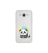 Samsung Galaxy J5 ile Uyumlu Splash Panda Tasarımlı Şeffaf Silikon Kılıf