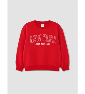 LCW Kids Kırmızı Nyc Baskılı Erkek Çocuk Sweatshirt