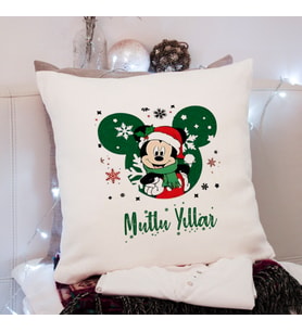 Mickey Mouse & Yılbaşı & Mutlu Yıllar Tasarımlı Yastık