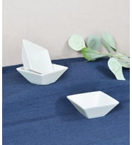 Porselen Mini Çerezlik Lokumluk Kahve yanı 6 lı Set Beyaz 60703