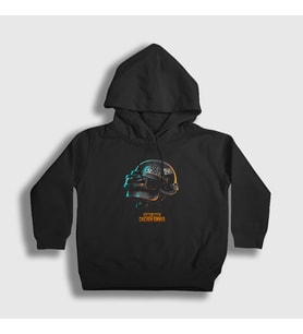 Presmono Unisex Çocuk Siyah Kask Pubg Kapüşonlu Sweatshirt 30479tt