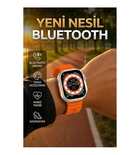 Bluetooth Aramalı Akıllı Saat Gümüş Kasa Nabız ve Uyku Takibi Bildirim Titreşimli
