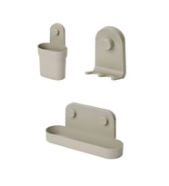 Ikea Öbonäs Vantuzlu Çok Amaçlı Baharatlık Sabunluk Askılık Organizer 3’lü Seti Gri-Bej Renk