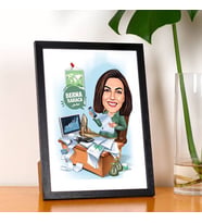 Kişiye Özel Borsacı Kadın Karikatürlü Resim Çerçevesi