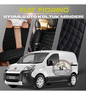Fiat Fiorino Siyah Renk Tay Tüyü Cepli & Terletmez Sırtlı Oto Koltuk Minder Seti - Koltuk Koruma Kılıfı (ÖN & ARKA TAM SET)