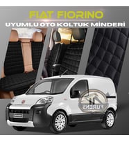 Fiat Fiorino Siyah Renk Tay Tüyü Cepli & Terletmez Sırtlı Oto Koltuk Minder Seti - Koltuk Koruma Kılıfı (ÖN & ARKA TAM SET)