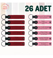 Kırmızı & Pembe, 26’lı Set, İsim Yazılabilen Deri Anahtarlık, Kodlama Atölyesi Katılımcılarına Anı