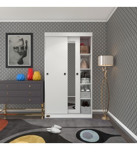 Kenzlife gardırop sürgülü kapaklı kapılı 100 papatya byz aynalı gardolap dolap (Karışık)
