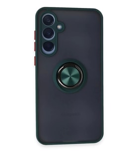 Newface Samsung Galaxy A25 5G Kılıf Montreal Yüzüklü Silikon Kapak - Yeşil