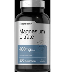 Magnesium Citrate  400mg  200 Caplets  Vegetarian, Non-GMO, and Gluten Free Supplement